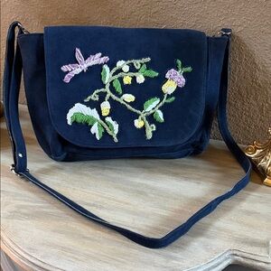 Raj L. A. 100% suede leather Bag. Shoulder or crossbody option . Navy NEW